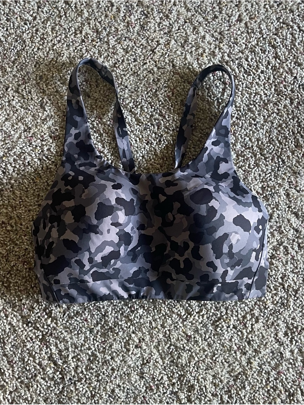 Athleta Gray Camo Wireless Padded Sports Bra